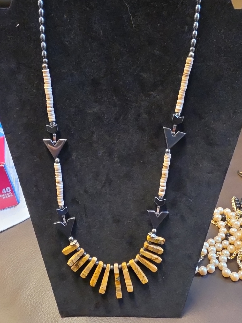Handcrafted Brown and Black Beaded Statement Necklace